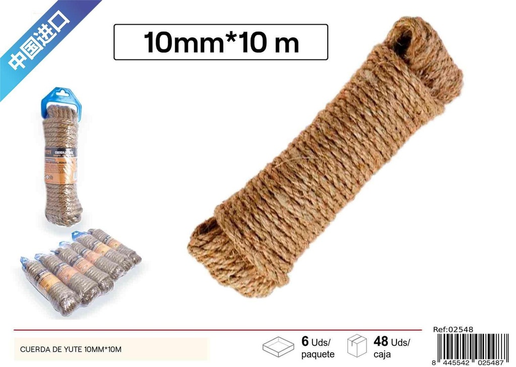 Cuerda de sisal 10mm x 10m para ferretería y bricolaje