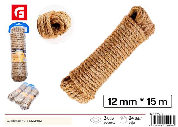 Cuerda de sisal 12mm x 15m para atar y asegurar