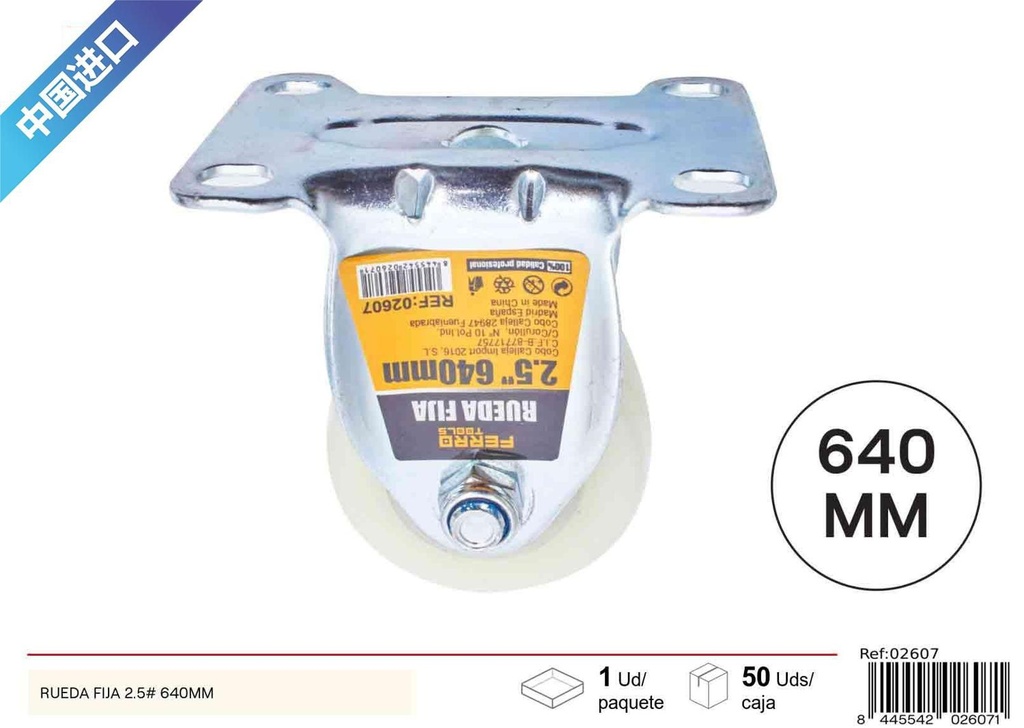 Rueda fija de nylon PP 2.5 # 640 mm - Accesorios de ferretería