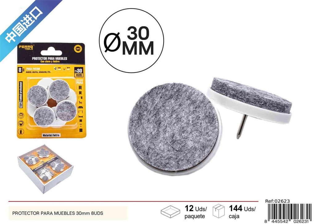 Protector para muebles redondo blanco 30mm 8 piezas - Accesorios para muebles