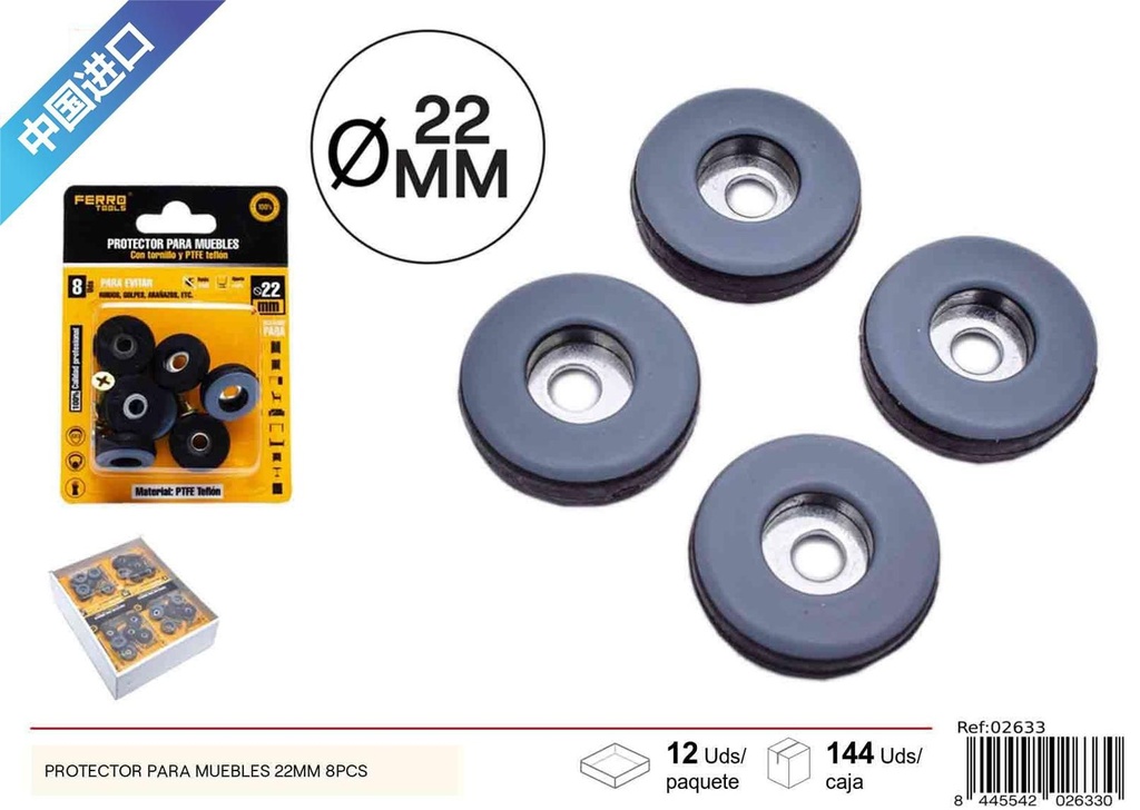 Protector para muebles 22 mm 8 piezas - Accesorios de ferretería