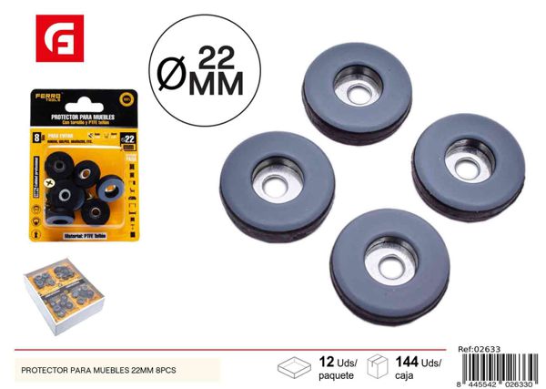 Protectores para muebles de PTFE negros 22 mm 8 piezas