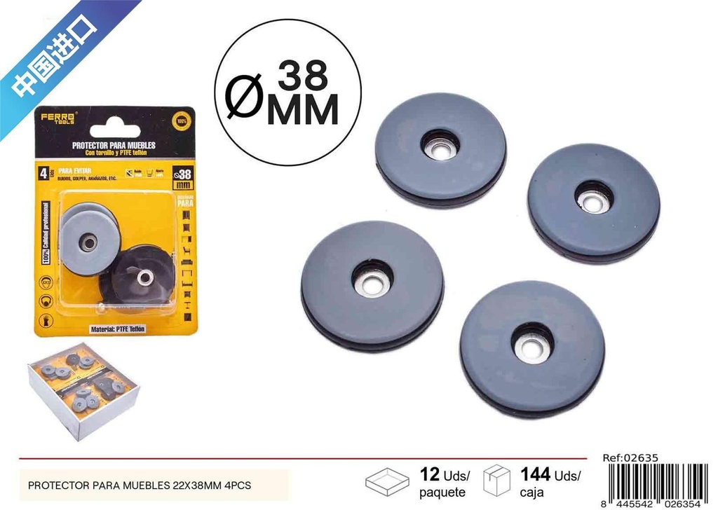 Protector para muebles 22X38 mm 4 piezas - Accesorios de ferretería