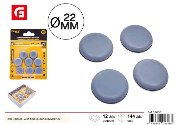 Protector adhesivo para muebles 22x5mm 8pcs negro