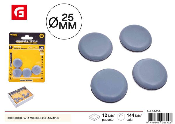 Protector para muebles PTFE autoadhesivo 25x5mm 4pcs