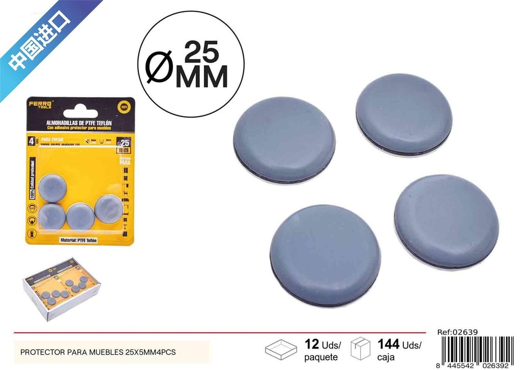 Protector para muebles PTFE autoadhesivo 25x5mm 4pcs