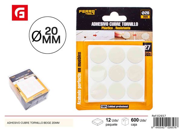 Adhesivo cubre tornillo beige 20mm