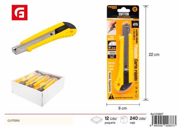 Cúter profesional con hojas de acero 18mm para bricolaje y manualidades