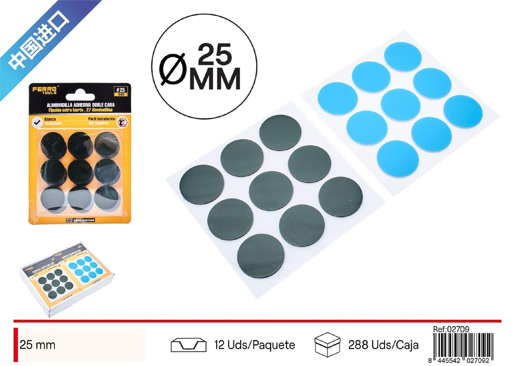 Pegatina doble cara 25mm 27pcs