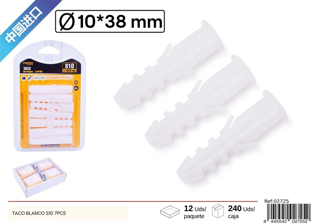 Taco blanco S10 7 UDS - Accesorios de ferretería