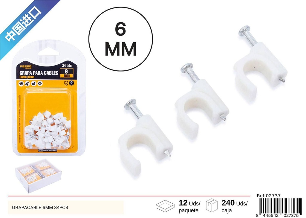 Grapacable 6 mm 34 pcs - Accesorios de ferretería