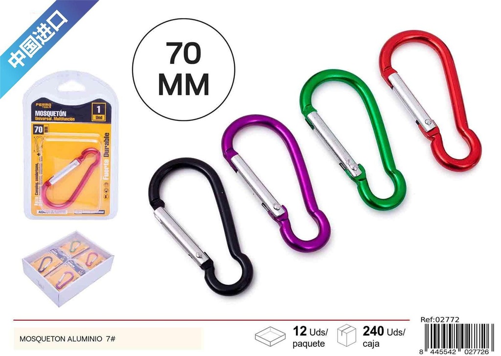 Mosquetón de aluminio (7#, 1 unidad) - Ferretería