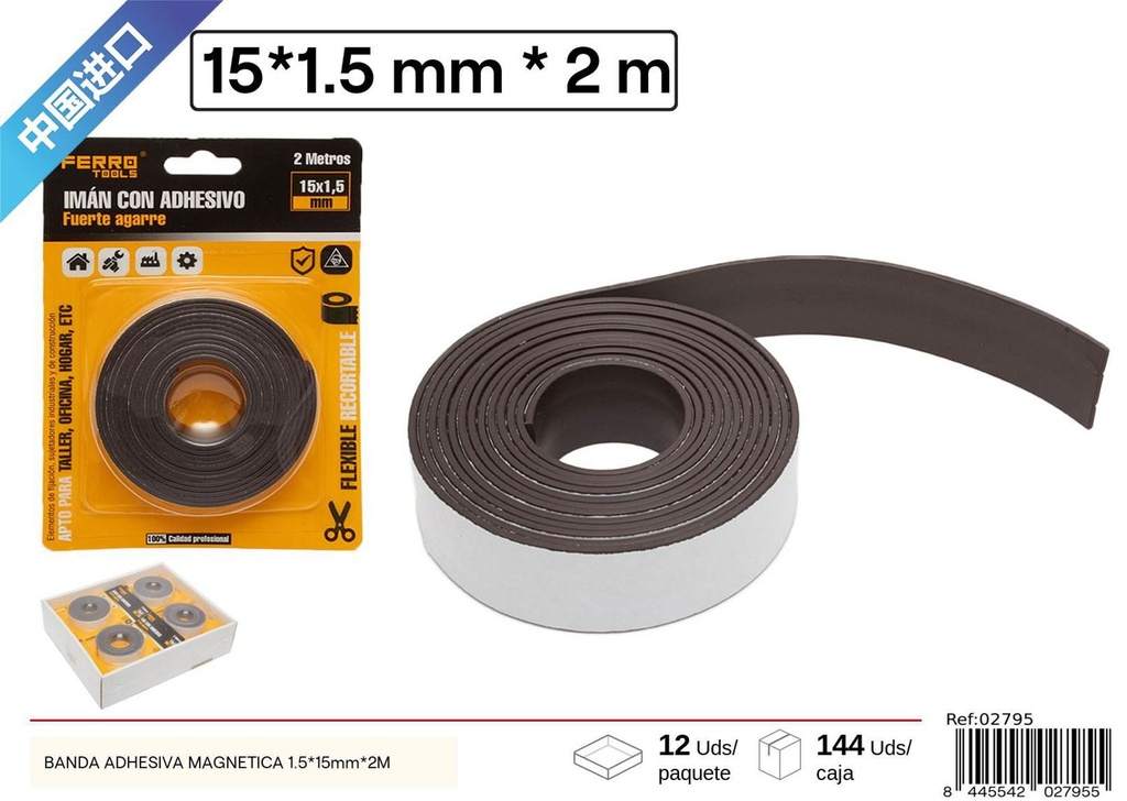 Banda magnética 1.5*15 mm*2 m - Accesorios de ferretería