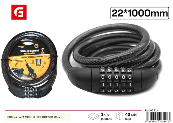 Cadena de seguridad para moto con código 22x1000mm para protección