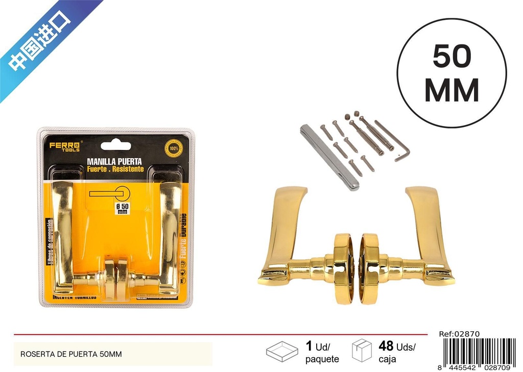 Roseta de puerta de aluminio dorado 50mm - Herrajes y accesorios para puertas