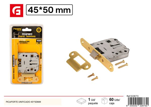 Picaporte unificado dorado 45x50mm para puertas