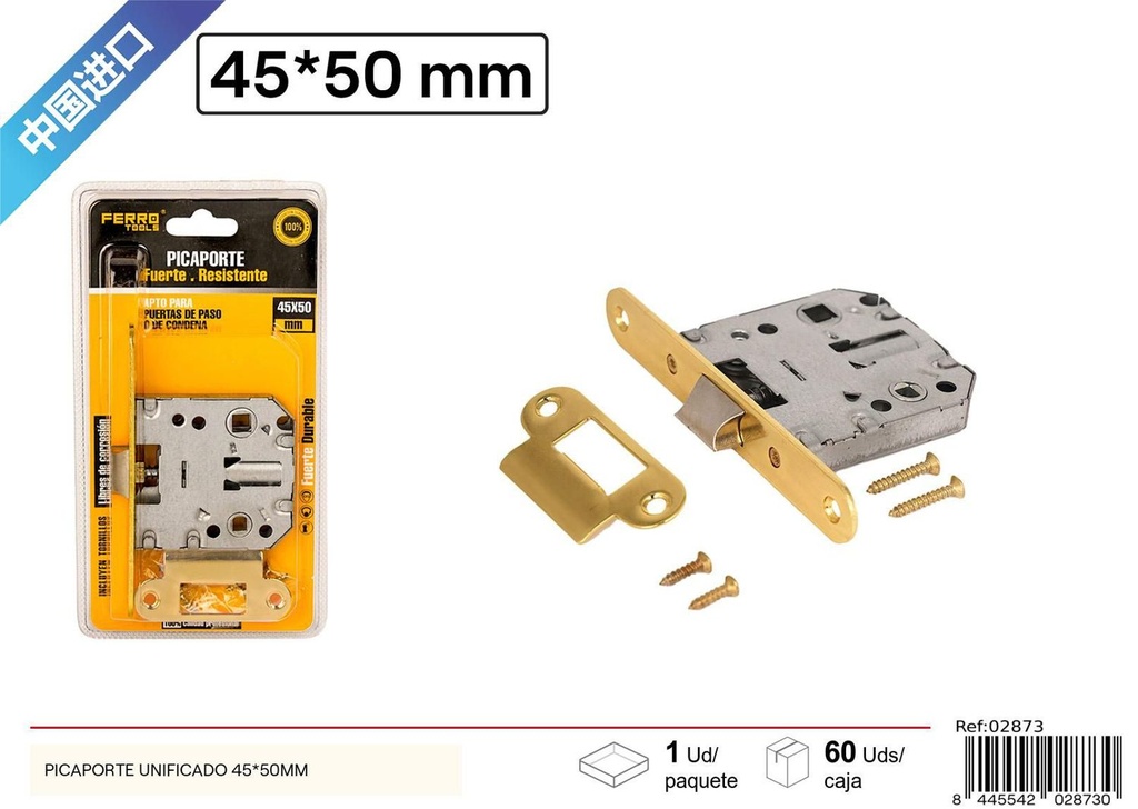 Picaporte unificado dorado 45x50mm para puertas