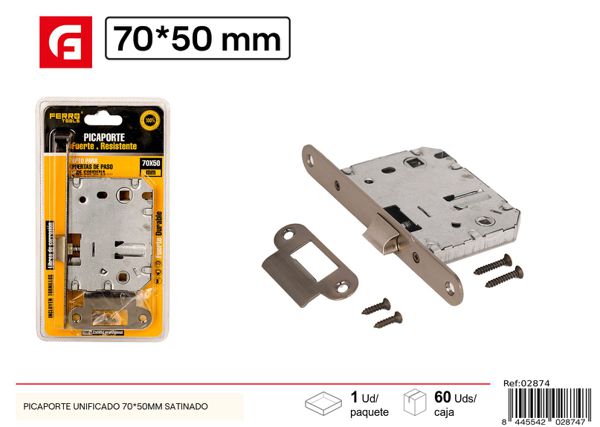 Picaporte unificado satinado 70x50mm para puertas