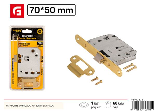 Picaporte unificado 70x50mm satinado dorado