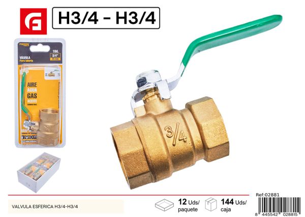 Válvula esférica H3/4-H3/4 para fontanería