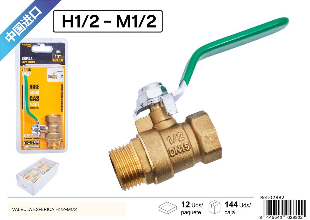 Válvula esférica H1/2-M1/2 conexión de fontanería