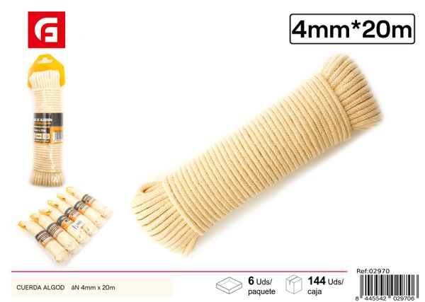 Cuerda algodón 4mm x 20m para bricolaje