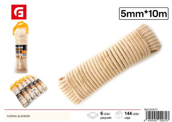 Cuerda de algodón 5mm x 10m para manualidades y bricolaje