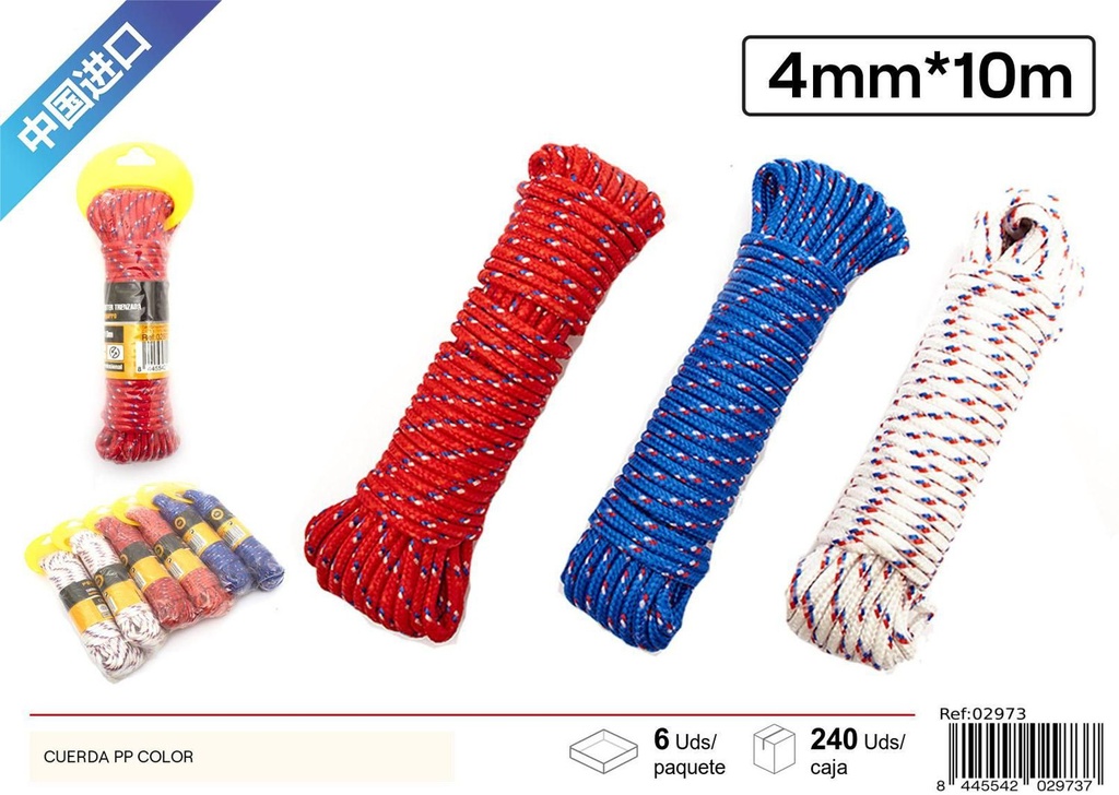 Cuerda PP Color 4mm x 10m - Accesorios de Ferretería