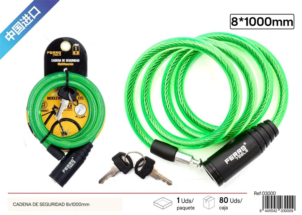 Cadena de seguridad 8x1000mm - Accesorios de bicicleta