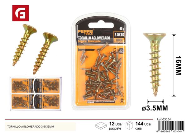 Tornillo aglomerado 3.5x16mm para carpintería