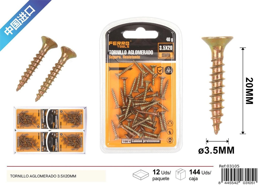 Tornillo aglomerado 3.5X25 mm - Accesorios de ferretería