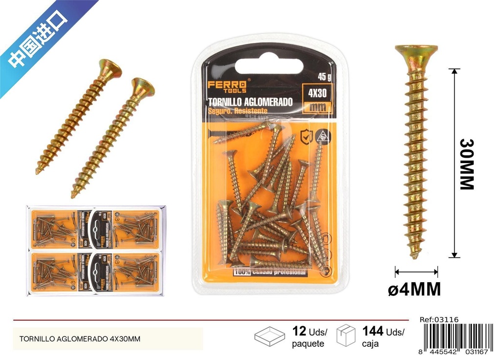 Tornillo aglomerado 4*40 mm - Accesorios de ferretería