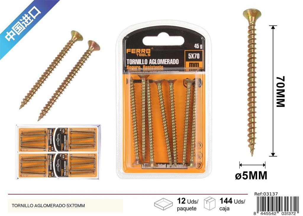 Tornillo aglomerado 6X40 mm - Accesorios de ferretería