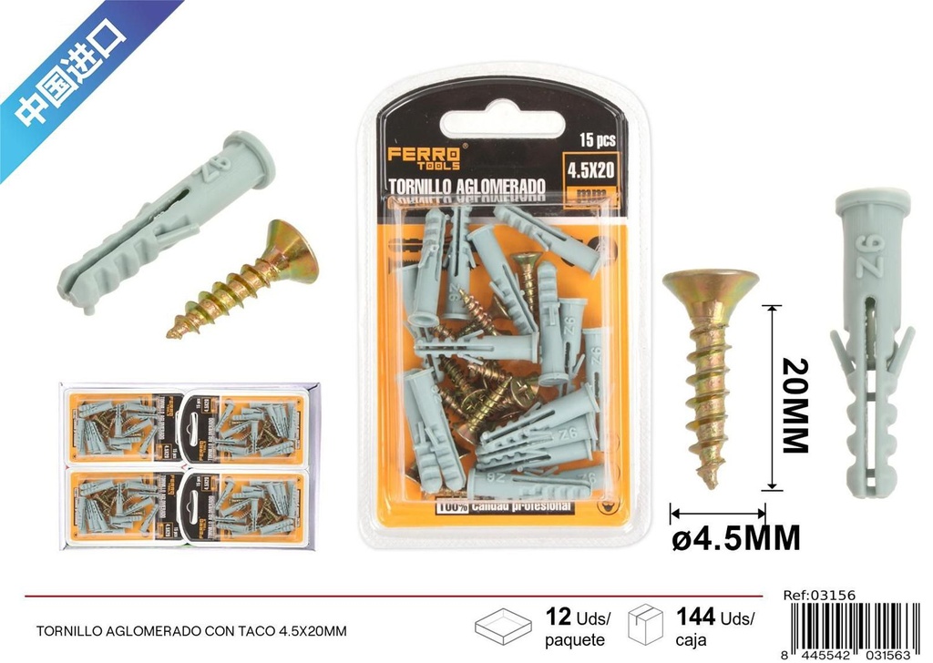 Tornillo aglomerado con taco 4.5X50 mm - Accesorios de ferretería