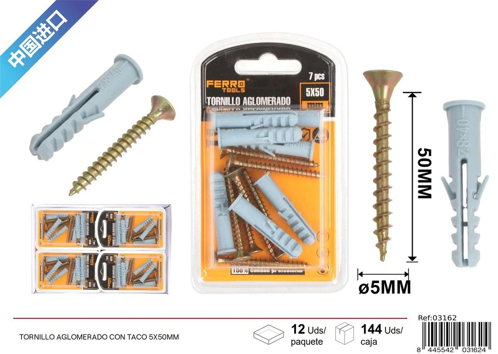 Tornillo aglomerado con taco 6X40 mm - Accesorios de ferretería