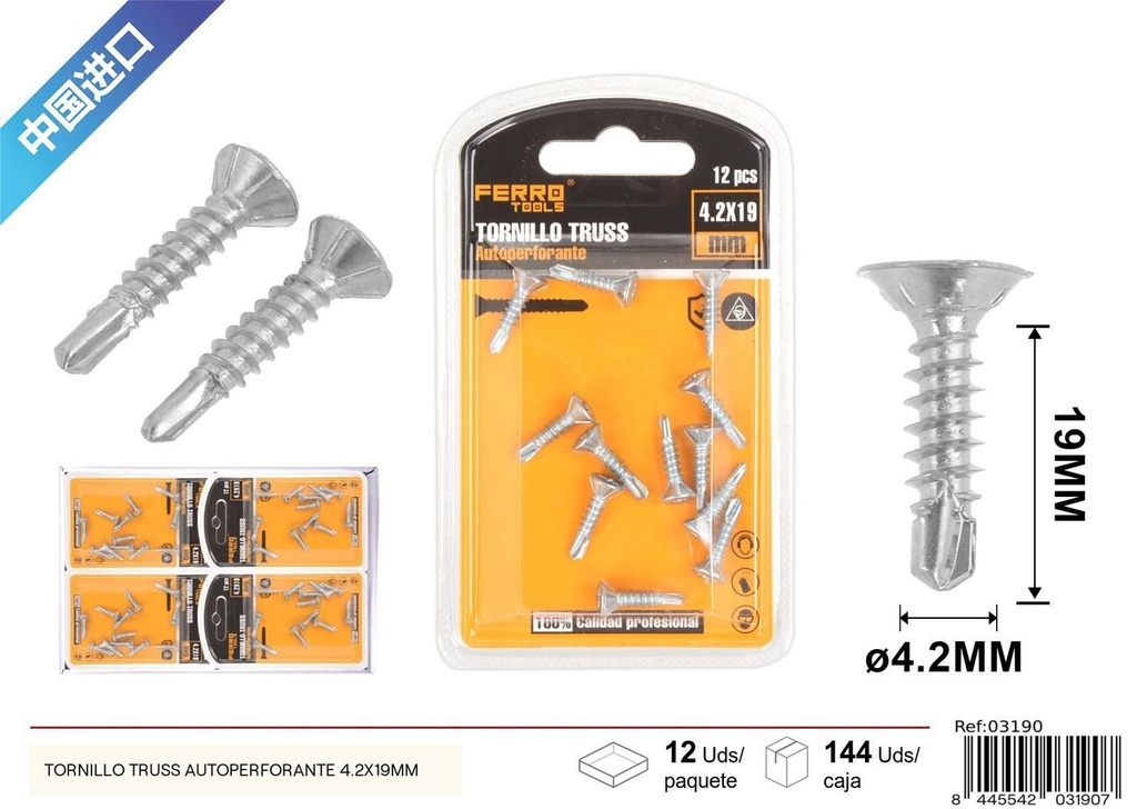 Tornillo Truss autoperforante 4.2x19mm - Accesorios de ferretería