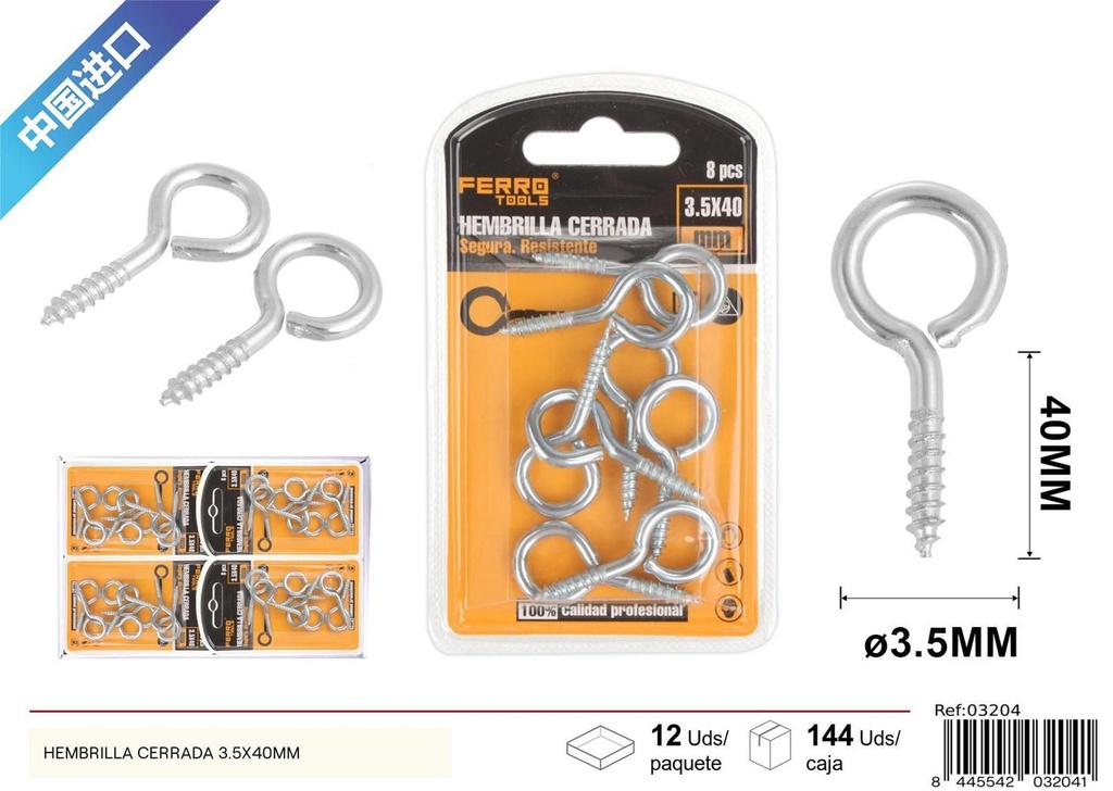 Hembrilla cerrada 3.5x40mm - Accesorios de ferretería