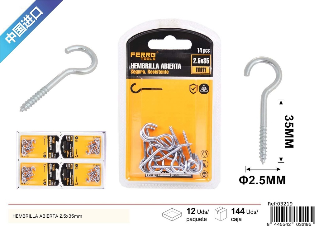 Hembrilla abierta 2.5x35mm - Accesorios de ferretería