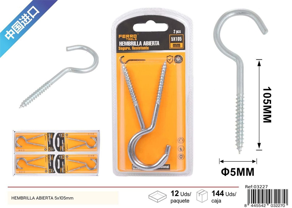Hembrilla abierta 5x105mm - Accesorios de ferretería