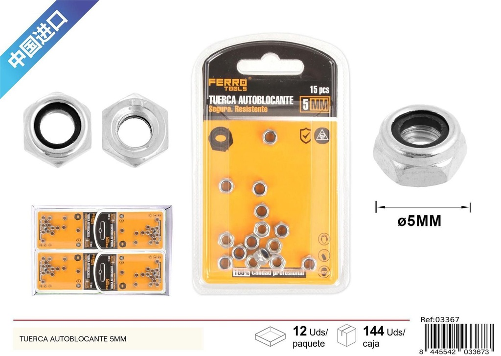 Tuerca autoblocante 5mm - Accesorios de ferretería