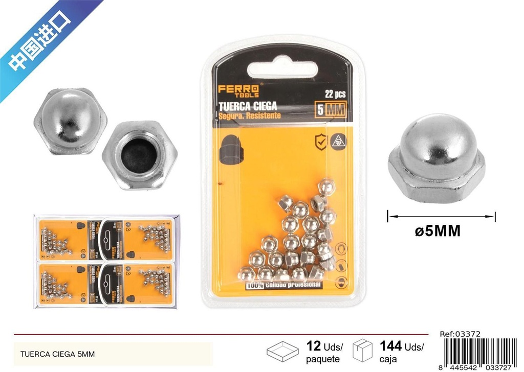 Tuerca ciega 5mm - Accesorios de ferretería