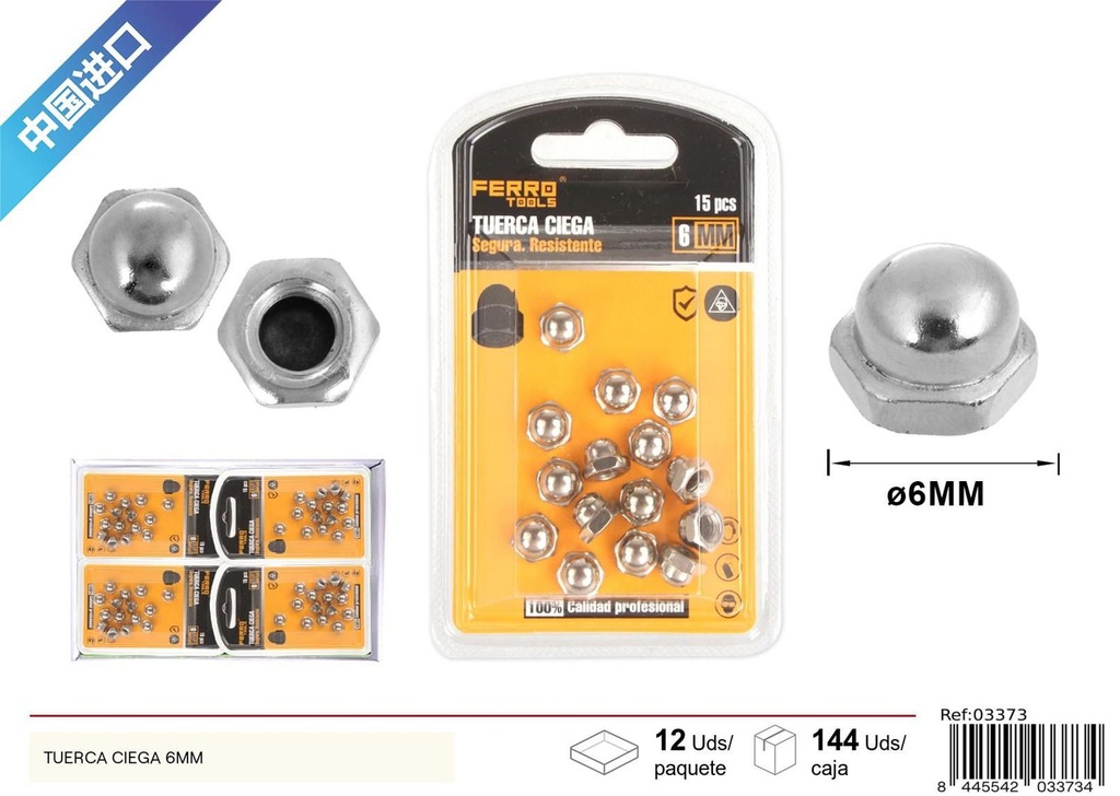Tuerca ciega 6mm - Accesorios de ferretería