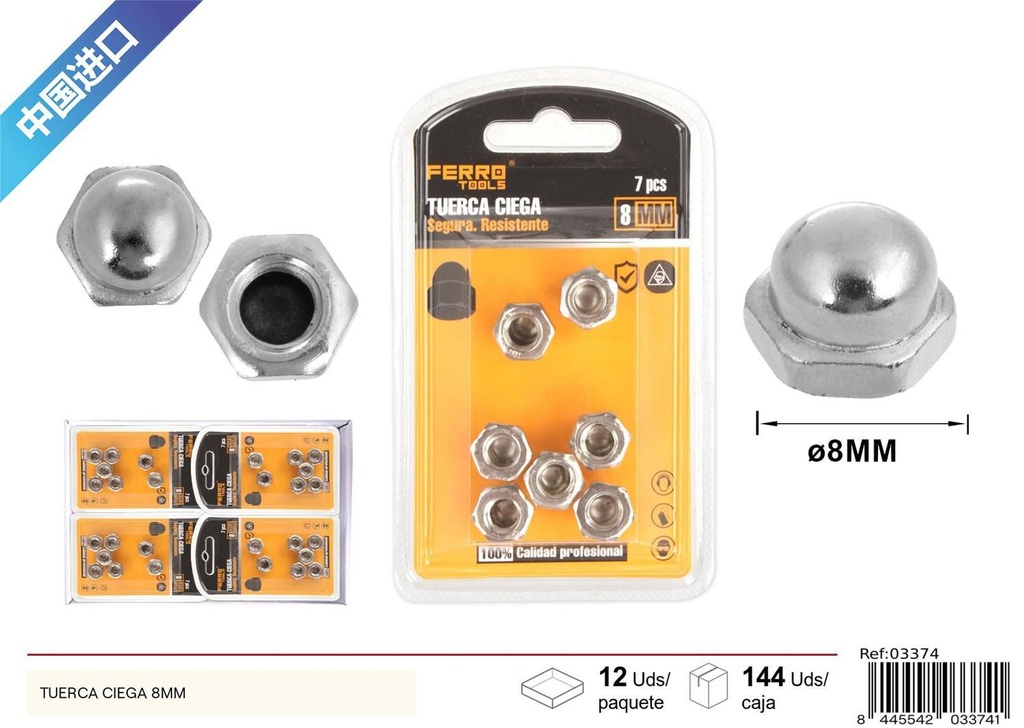 Tuerca ciega 8mm - Accesorios de ferretería