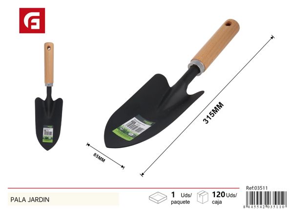 Pala de jardín con mango de haya y cabeza negra
