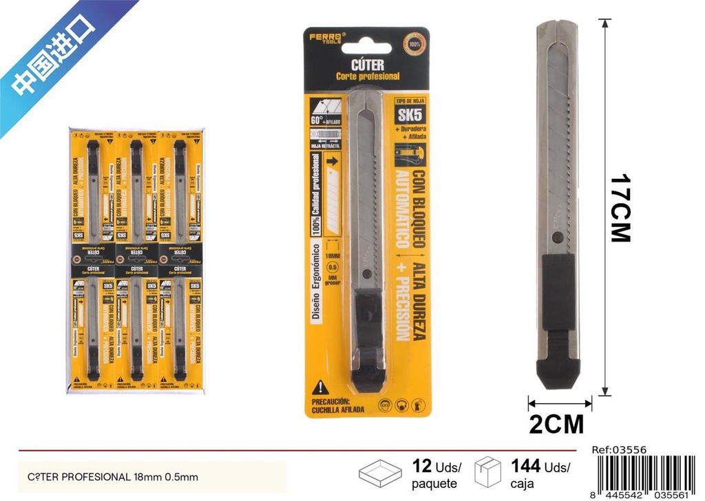 Cúter Profesional 18mm 0.5mm - Herramientas de Ferretería