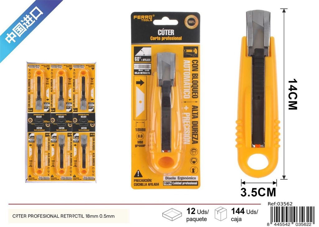 Cutter retráctil 18 mm 0.5 mm - Herramientas de ferretería