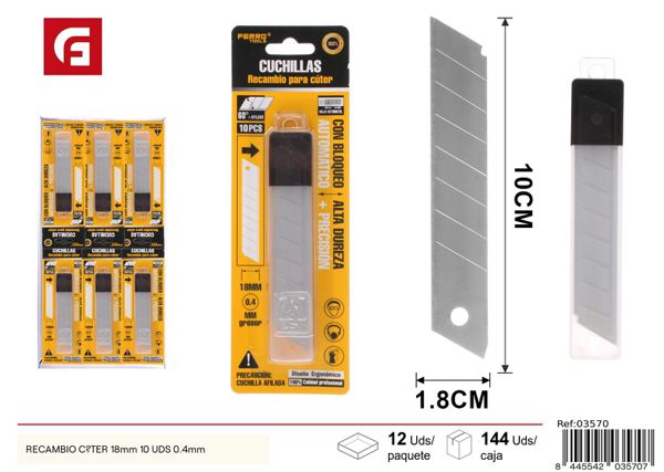 Recambio de cúter 18mm 10 uds 0.4mm para herramientas de corte