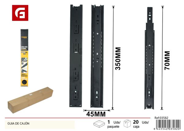 Guía de cajón 45x350mm para muebles