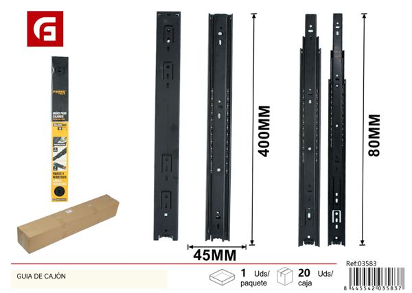 Guía de cajón 45*400mm para muebles