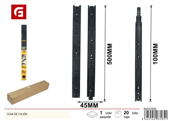 Guía de cajón 45*500mm para muebles